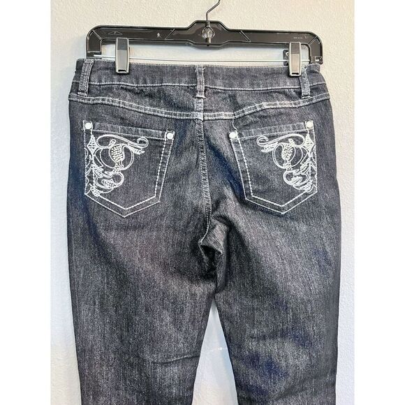 D. Jeans Embellished black ankle‎ jeans size 4P Rhinestones Cotton Blend Rodeo - Picture 4 of 7